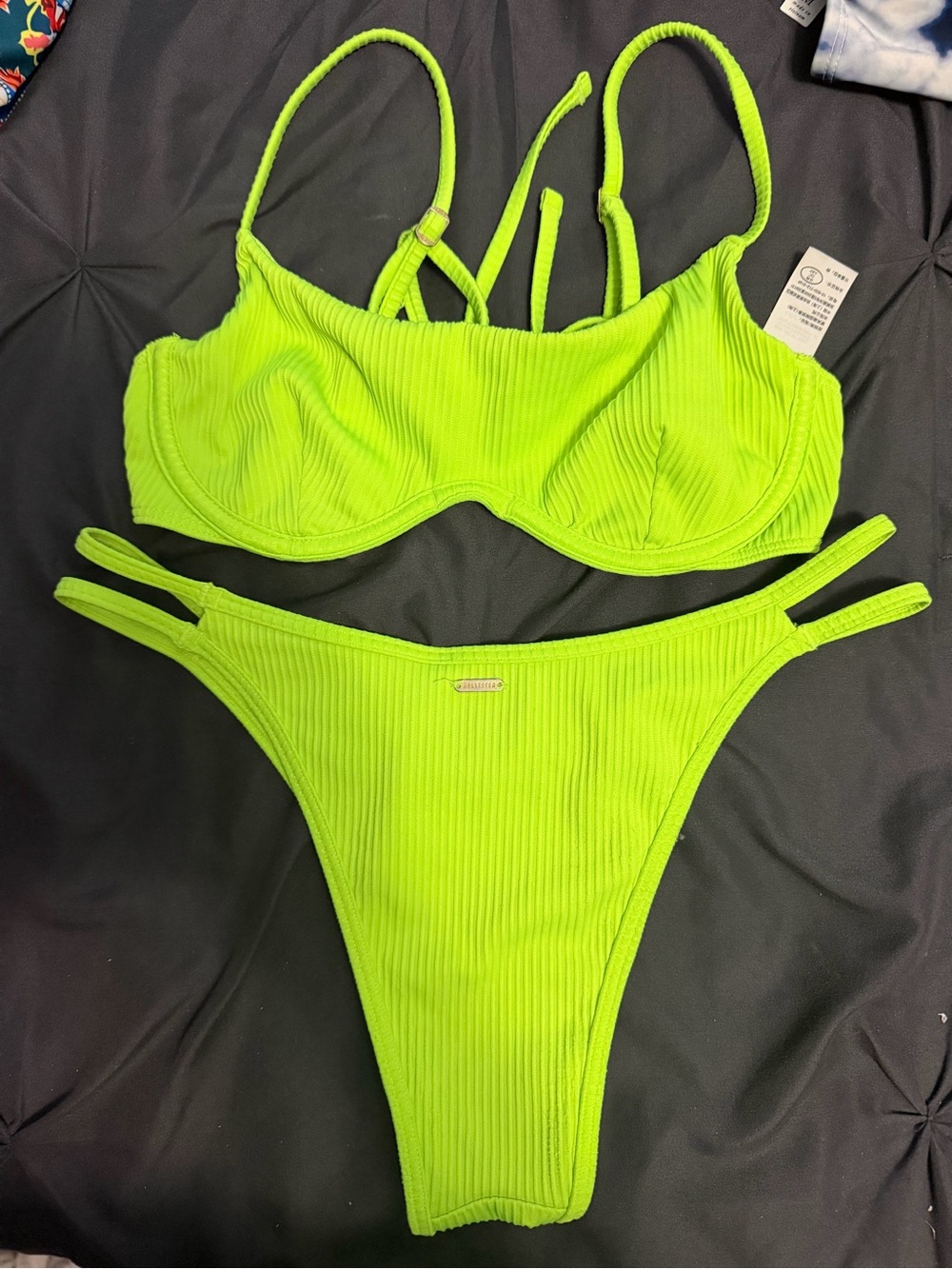 Hollister Neon Lime Ribbed Two-Piece Bikini